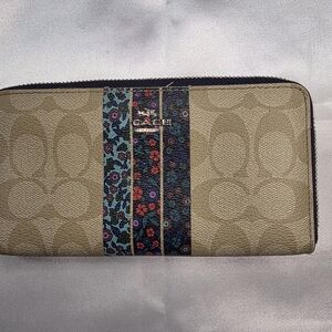Coach Beige Wallet with Floral Pattern